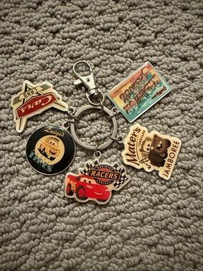 Disney Cars Enamel Charm Keychain — Red, Black, Cream, Blue, Tan